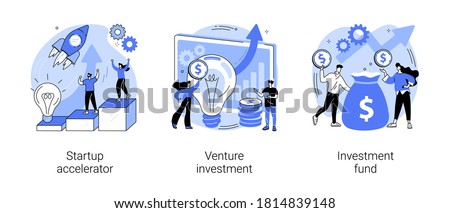 Business incubator abstract concept vector illustration set. Startup accelerator, venture investment fund, startup mentoring, business opportunity, angel investor, entrepreneur abstract metaphor. Foto d'archivio © 