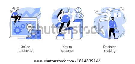Business opportunity abstract concept vector illustration set. Online business, key to success, decision making, problem solving, leadership, startup teamwork, collaboration abstract metaphor.