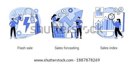 Retail profit plan abstract concept vector illustration set. Flash sale, sales forcasting and index, special offer, e-commerce shop promotion, business statistics, performance abstract metaphor.