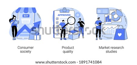 Customer satisfaction abstract concept vector illustration set. Consumer society, product quality, market research studies, retail app, customer habit and need research, focus group abstract metaphor.