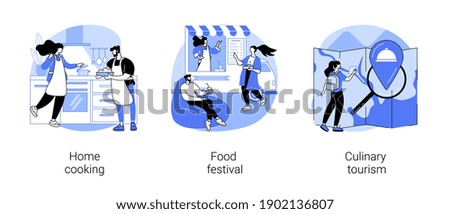 Traditional meal abstract concept vector illustration set. Home cooking, food festival, culinary tourism, food recipes, eating habit, world cuisine, gastronomy event, restaurant abstract metaphor.