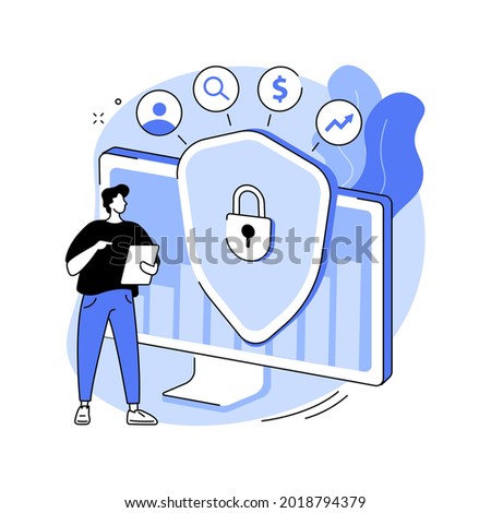 Cyber security risk management abstract concept vector illustration. Cyber security report analysis, risk mitigation management, protection strategy, identify digital threat abstract metaphor.