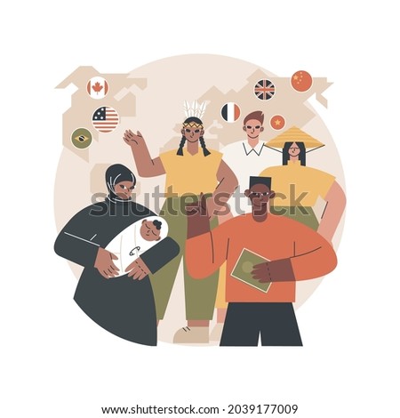 Nationality abstract concept vector illustration. Country of birth, passport, national customs and traditions, legal status, birth certificate, human rights and discrimination abstract metaphor.