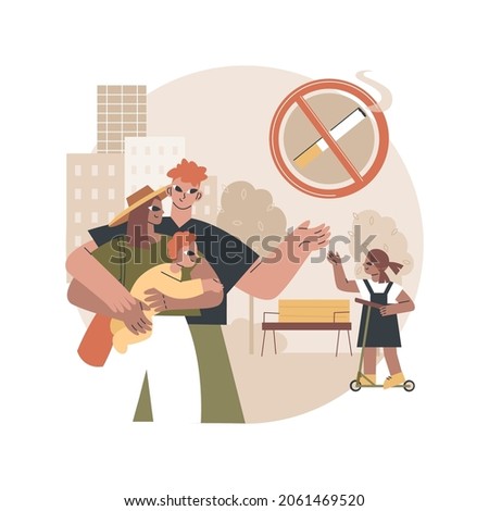 Smoke free zone abstract concept vector illustration. Smoke-free bar zone, no smoking area, anti cigarette policy, tobacco prohibition sign, safe place for children, pay a fine abstract metaphor.