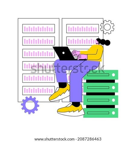 Database abstract concept vector illustration. Online database, data architecture, information storage service, cloud computing, application platform, software development abstract metaphor.