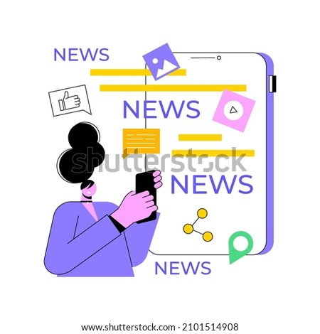 Mobile content abstract concept vector illustration. Online news notification, live stream, content creation and management, rss feed, mobile marketing, in-app advertising abstract metaphor.