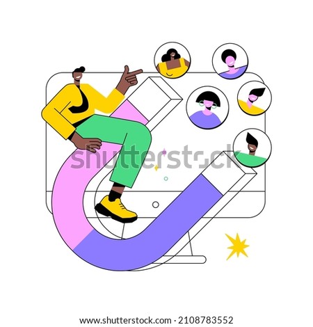 Attracting followers abstract concept vector illustration. Attracting customer, boost followers, subscriber counting, follow social media, digital marketing strategy, promotion abstract metaphor.