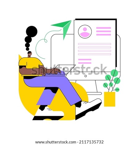 Send your CV abstract concept vector illustration. Hiring, send your CV online, headhunting company, HR service, human resources, apply now, corporate website bar, menu button abstract metaphor.