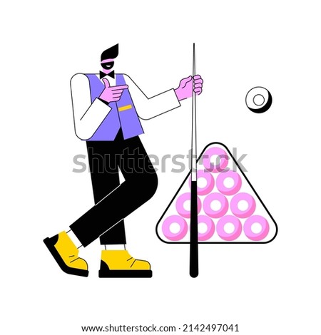 Snooker abstract concept vector illustration. World snooker live schedule, biliard cue stick, pool game, recreational sport, professional sport, equipment rental, buy table abstract metaphor.