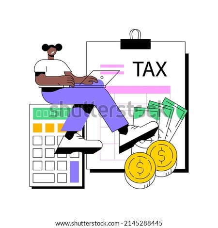 Filing taxes by yourself abstract concept vector illustration. Budget calculation, personal income, gather paperwork, e-file earnings statement documents, savings refund abstract metaphor.