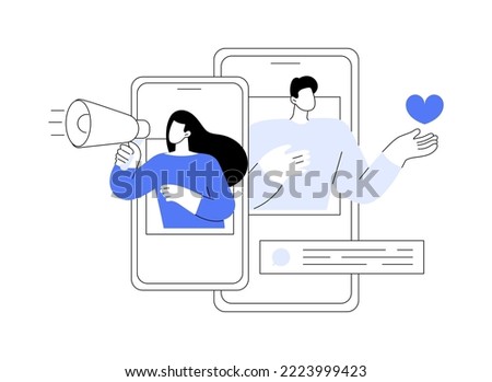 Post engagement abstract concept vector illustration. Social media posting, create engaging post, generate engagement, follower interaction, interactive content, ask subscribers abstract metaphor.