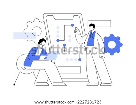 Mobile app development courses abstract concept vector illustration. Frontend courses, become a junior APP developer, IT company jobs, interactive environment applications abstract metaphor.
