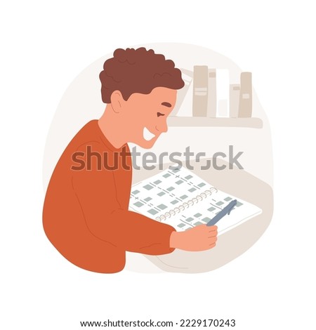 Study number system isolated cartoon vector illustration. Student writes calculation in notebook, add simple fractions, subtraction of decimals, number system in middle school vector cartoon.