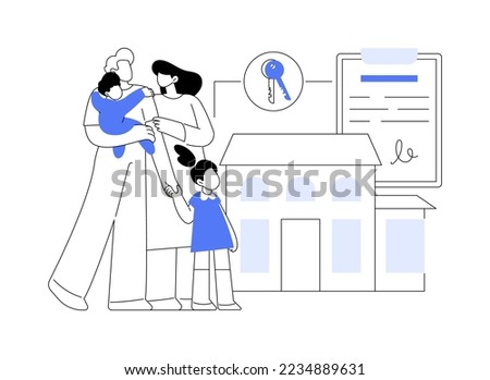 Family house abstract concept vector illustration. Single-family detached home, family house, single dwelling unit, townhouse, private residence, mortgage loan, down payment abstract metaphor.