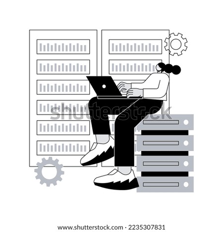 Database abstract concept vector illustration. Online database, data architecture, information storage service, cloud computing, application platform, software development abstract metaphor.