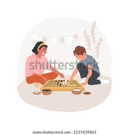 Go isolated cartoon vector illustration. Smiling boy and girl playing go board game, mind challenge, mental development, leisure activity together, tactics and strategy vector cartoon.