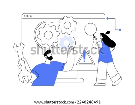 Computer troubleshooting abstract concept vector illustration. Basic fixing problems guide, operating system checking, installing new software, restore data, network issue abstract metaphor.