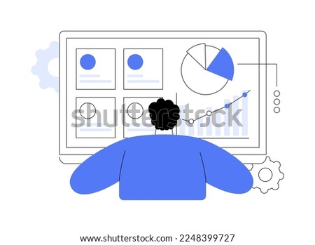 Social media dashboard abstract concept vector illustration. Marketing interface, social media metrics, schedule posting, online digital campaign, image-based content calendar abstract metaphor.