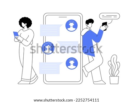 Messaging application abstract concept vector illustration. Texting desktop application, mobile phone chat app, messaging mobile soft, social media messenger, video call, sms abstract metaphor.