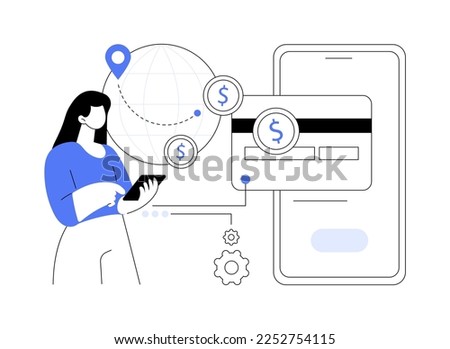 Money transfer abstract concept vector illustration. Credit card transfer, digital payment method, online cashback service, electronic bank transaction, sending money worldwide abstract metaphor.