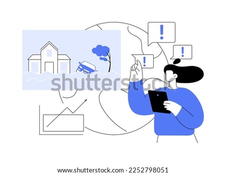 Flood abstract concept vector illustration. Natural disaster, water flow, heavy rainfall, tropical cyclone and tsunami, overflowing lake, water contamination, climate change abstract metaphor.