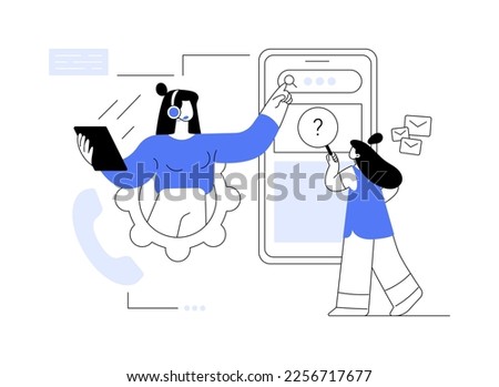 Call center abstract concept vector illustration. Handling call system, virtual help center, customer service point, product support, market research and communication software abstract metaphor.