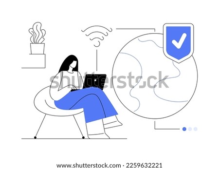 VPN access abstract concept vector illustration. Virtual private network access, remote proxy server, VPN service, unblock website online, secure internet, global connection abstract metaphor.