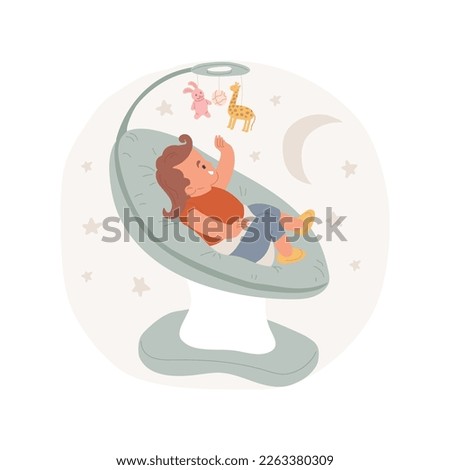 Automatic baby rocker isolated cartoon vector illustration. Adorable child lying in bouncer chair, automatic baby rocker, vibrating newbowrn crib, kids bedtime, sleep hygiene vector cartoon.