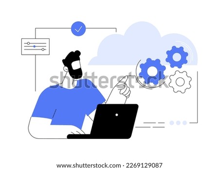 Cloud based engine abstract concept vector illustration. Infrastructure as a service, virtual machine application, provider, cloud based engine on-demand, software computer abstract metaphor.