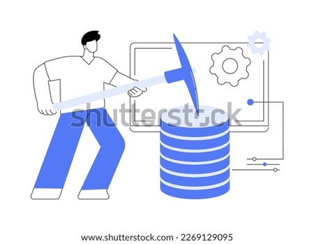 Data mining abstract concept vector illustration. Data examination, information mining, info warehouse sourcing, collecting technique, finding patterns, AI, machine learning abstract metaphor.