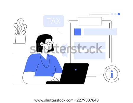 Provide and update your personal information abstract concept vector illustration. Tax filing, gather paperwork, employer form, earnings statement documents, online software abstract metaphor.