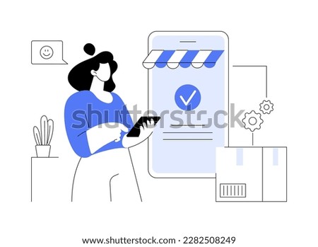 Order processed abstract concept vector illustration. Order confirmed, purchase process finished, booking details processed, online store notification, confirmation page abstract metaphor.