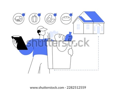 Grocery pick up service abstract concept vector illustration. Online grocery ordering, virus protected shopping, fresh and safe products, express food delivery, ecommerce abstract metaphor.