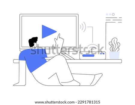 Smart TV box abstract concept vector illustration. Console box, streaming device, smart TV software, hardware, online video service, built-in application, operating system abstract metaphor.