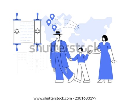 Diaspora abstract concept vector illustration. Jewish diaspora, forced movement, star of david, living outside, ethnic religious group, jewish communities, foreigners group abstract metaphor.