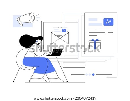 E-mail marketing abstract concept vector illustration. Advertising agency worker creates mailing list, digital marketing, internet advertising, context ads, ad campaign abstract metaphor.