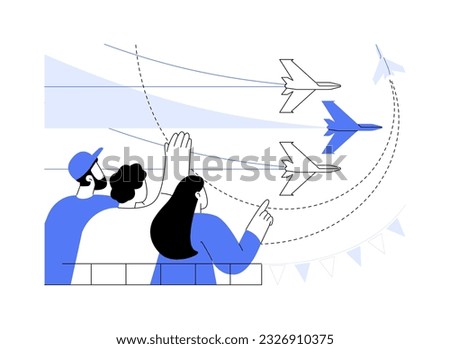 Air show abstract concept vector illustration. Airplane control show, aerobatics demonstrations, aviation industry, entertainment in aerospace, festival day, public event abstract metaphor.