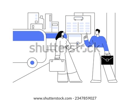 Bus stop information display abstract concept vector illustration. Electric public transport info display, smart city, Internet of Things, modern technology at bus stop abstract metaphor.