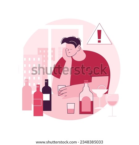 Drinking alcohol abstract concept vector illustration. Binge drinking, alcoholic beverage, alcohol abuse, addiction rehabilitation service, alcoholism therapy, health impact abstract metaphor.