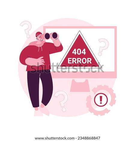 404 error abstract concept vector illustration. Error webpage, 404 template, browser download failure, page not found, server request, unavailable, website communication problem abstract metaphor.