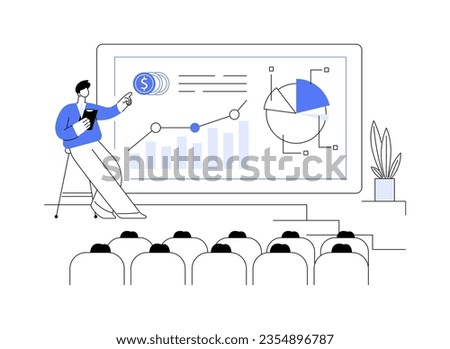 Economic forecasting abstract concept vector illustration. Professional data analyst presenting economic forecasting statistics at business conference, financial growth report abstract metaphor.