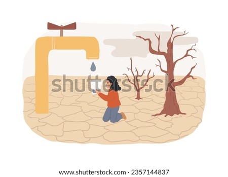 Lack of fresh water isolated concept vector illustration. Drinking water contamination, lack of sanitation service, drought, shortage of fresh water, environmental issue vector concept.