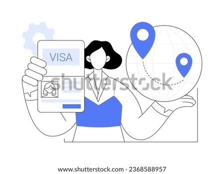 Get a new visa abstract concept vector illustration. Happy citizen holding new working visa in hands, passport application, government services, ID card, apply for documents abstract metaphor.