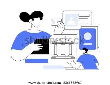 Get a new ID card abstract concept vector illustration. Citizens getting new ID cards in government agency, passport application, apply for visa, authentication services abstract metaphor.