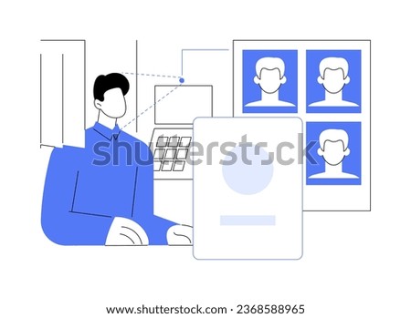 Make photo for documents abstract concept vector illustration. Citizen making photo to apply for working visa, passport application services, government sector, new ID card abstract metaphor.