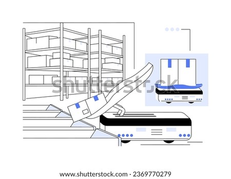 Sorting robots abstract concept vector illustration. Smart warehouse inventory technologies, autonomous mobile parcel sorting robots on the stock, unit load, modern logistics abstract metaphor.