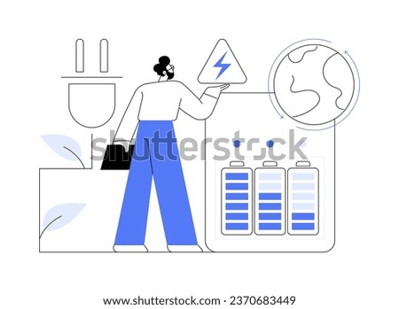 Rechargeable batteries abstract concept vector illustration. Eco-friendly batteries recharging, power adapter, ecology environment, sustainable energy, electricity supply abstract metaphor.