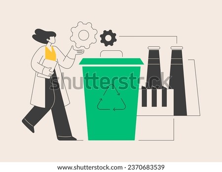 Mechanical recycling abstract concept vector illustration. Mechanical plastics recycling, industrial waste management, material processing for reuse, solid debris disposal abstract metaphor.