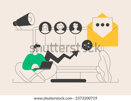 Email marketing abstract concept vector illustration. Email newsletter service, personalized message, connect with a customer, automated sending tool, permission based marketing abstract metaphor.