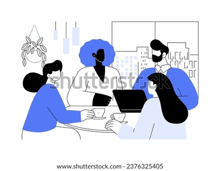 Business meeting isolated cartoon vector illustrations. Group of people in the restaurant at a business meeting, eating out together in cafe, discussing important issues at lunch vector cartoon.